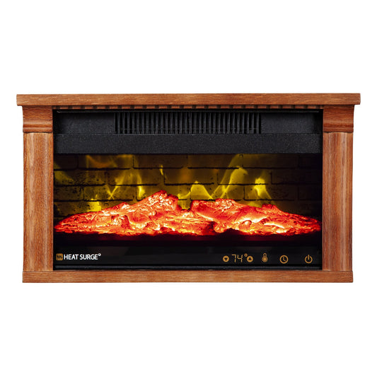 Heat Surge Mini Glo Efficiency Plus Touch Hd Widescreen Portable Electric Fireplace Heater, Air Filtration