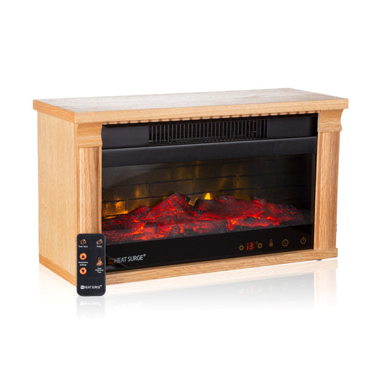 Heat Surge Mini Glo Efficiency Plus Touch Hd Widescreen Portable Electric Fireplace Heater, Air Filtration