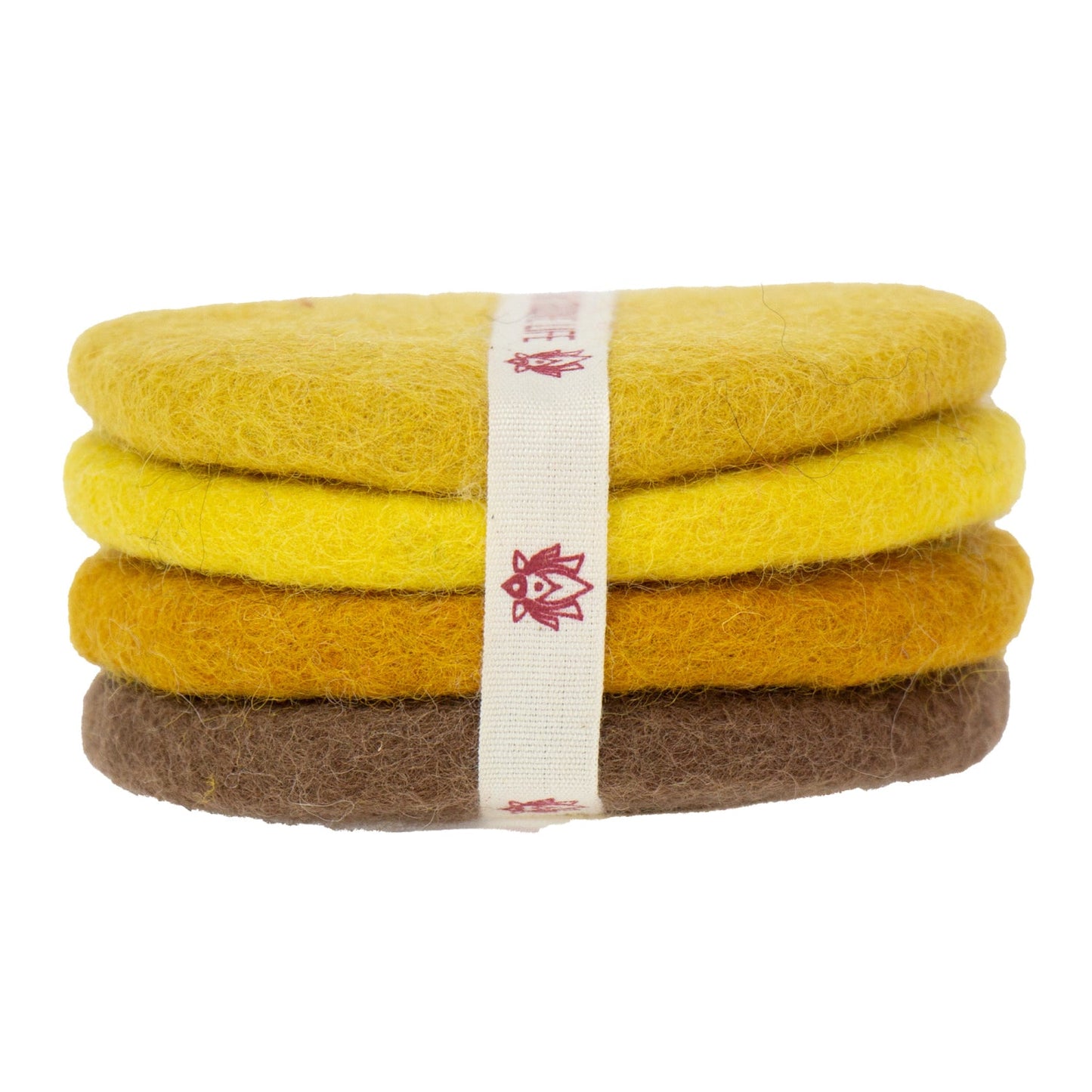Global Crafts Handmade Felt Macaroon Coasters, Set Of 4, Tidepool