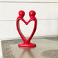 Lovers Heart Stone Sculpture, Red - 8 Inch