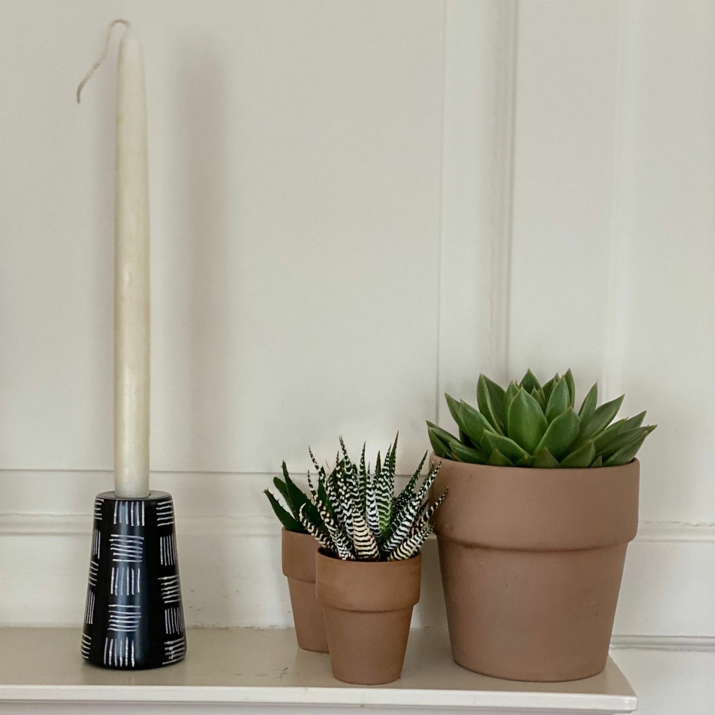 Global Crafts Set Of 2 Hand-Carved Tall Round Soapstone Candle Holders