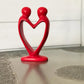 Lovers Heart Stone Sculpture, Red - 8 Inch