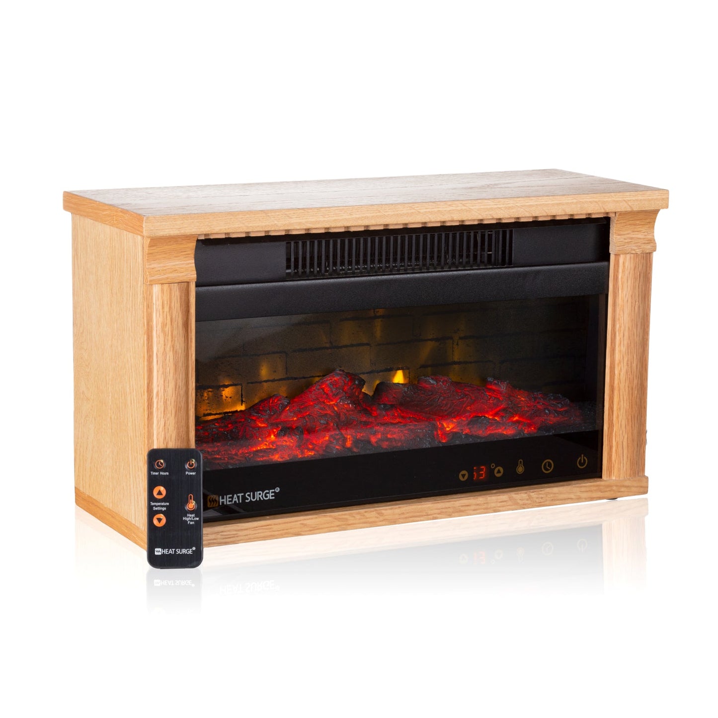 Heat Surge Mini Glo Efficiency Plus Touch Hd Widescreen Portable Electric Fireplace Heater, Air Filtration