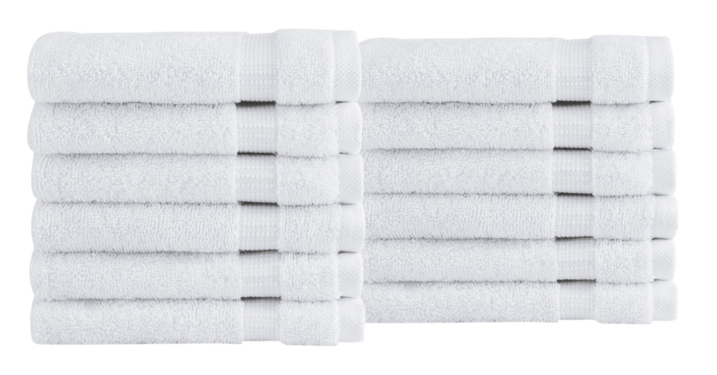 Classic Turkish Towels Genuine Cotton Soft Absorbent Villa Collection Washcloth 12 Piece Set