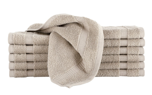 Classic Turkish Towels Genuine Cotton Soft Absorbent Villa Collection Washcloth 12 Piece Set