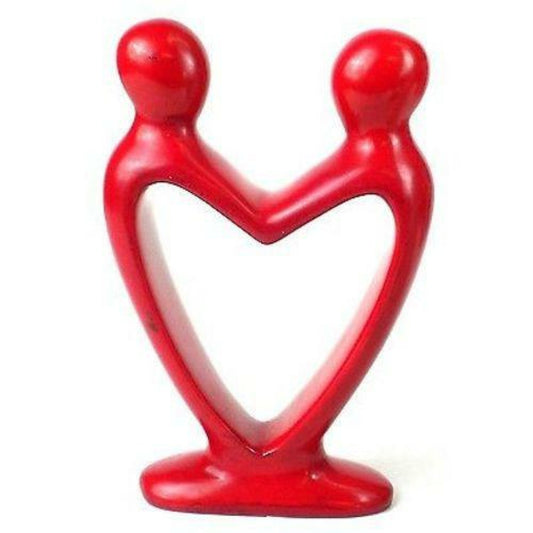 Lovers Heart Stone Sculpture, Red - 8 Inch