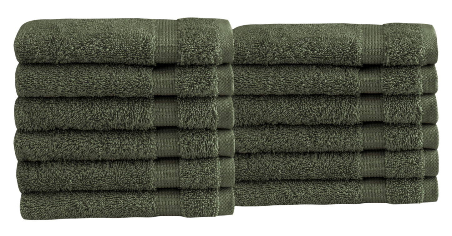 Classic Turkish Towels Genuine Cotton Soft Absorbent Villa Collection Washcloth 12 Piece Set