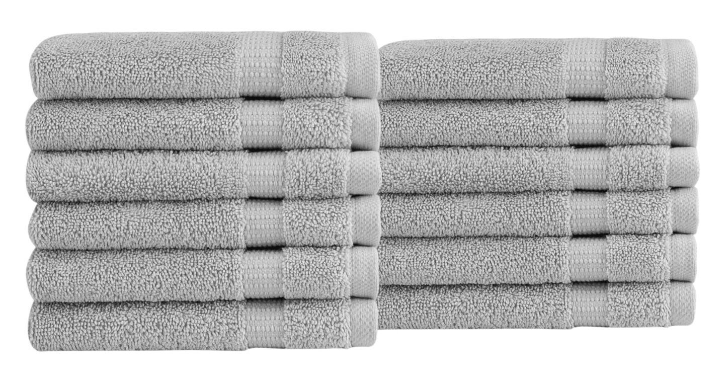 Classic Turkish Towels Genuine Cotton Soft Absorbent Villa Collection Washcloth 12 Piece Set