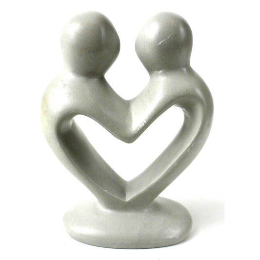 Lovers Heart Stone Sculpture, Natural - 4 Inch