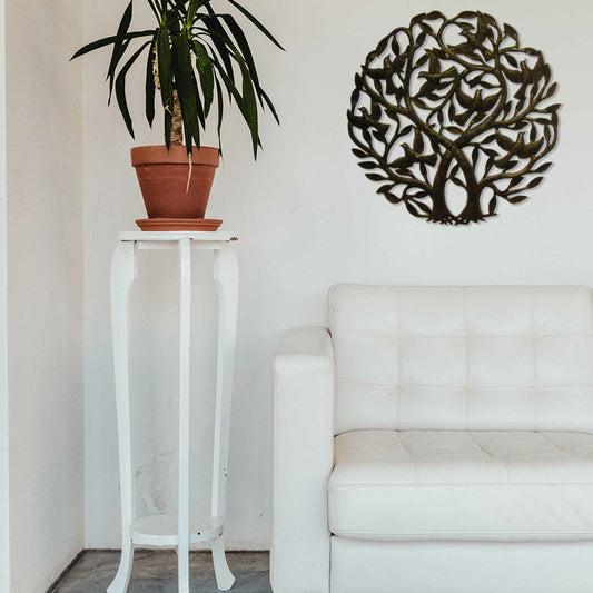 Double Tree Of Life Haitian Steel Drum Indoor/Outdoor Wall Art